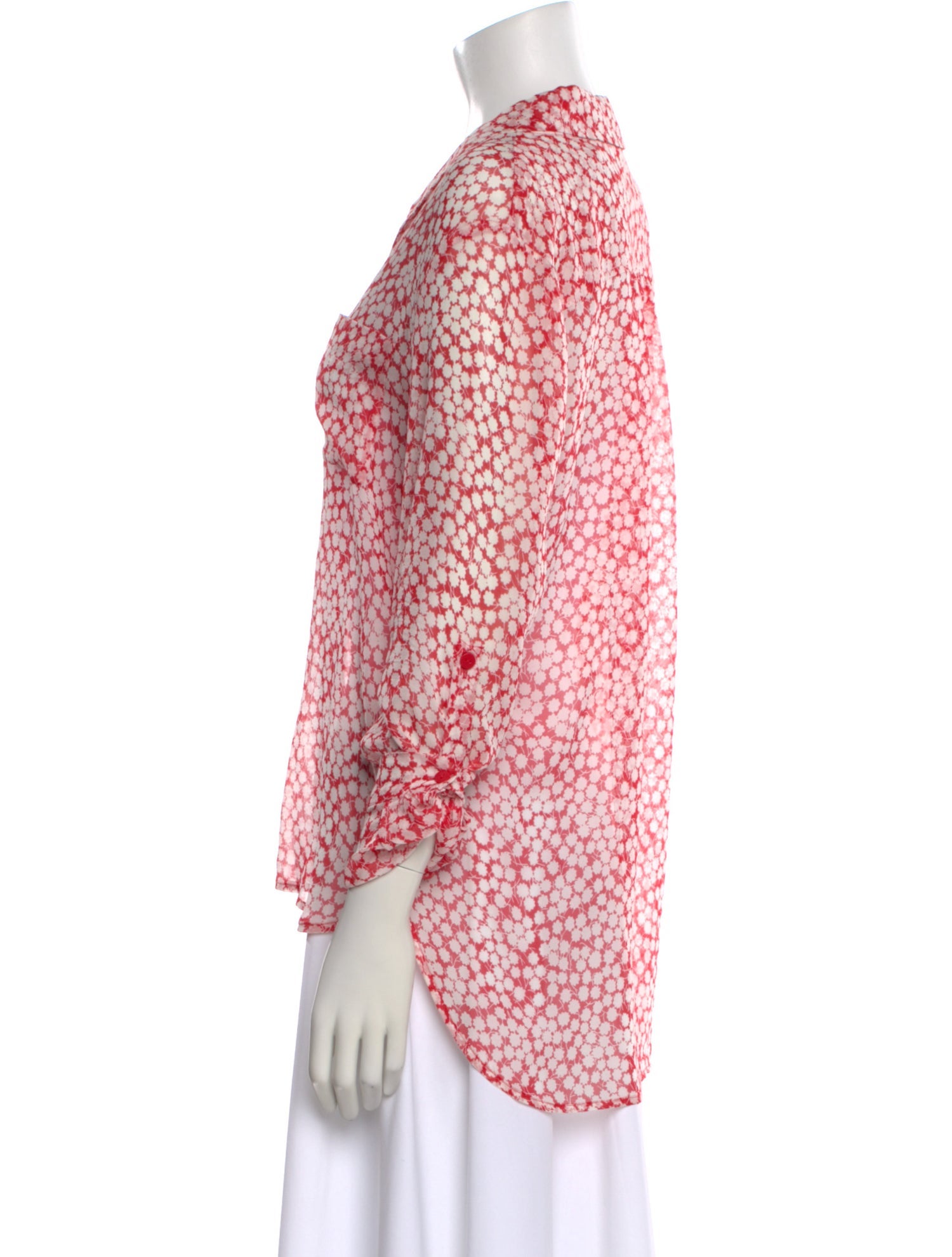 Diane von Furstenberg Floral Print Long Sleeve Blouse
