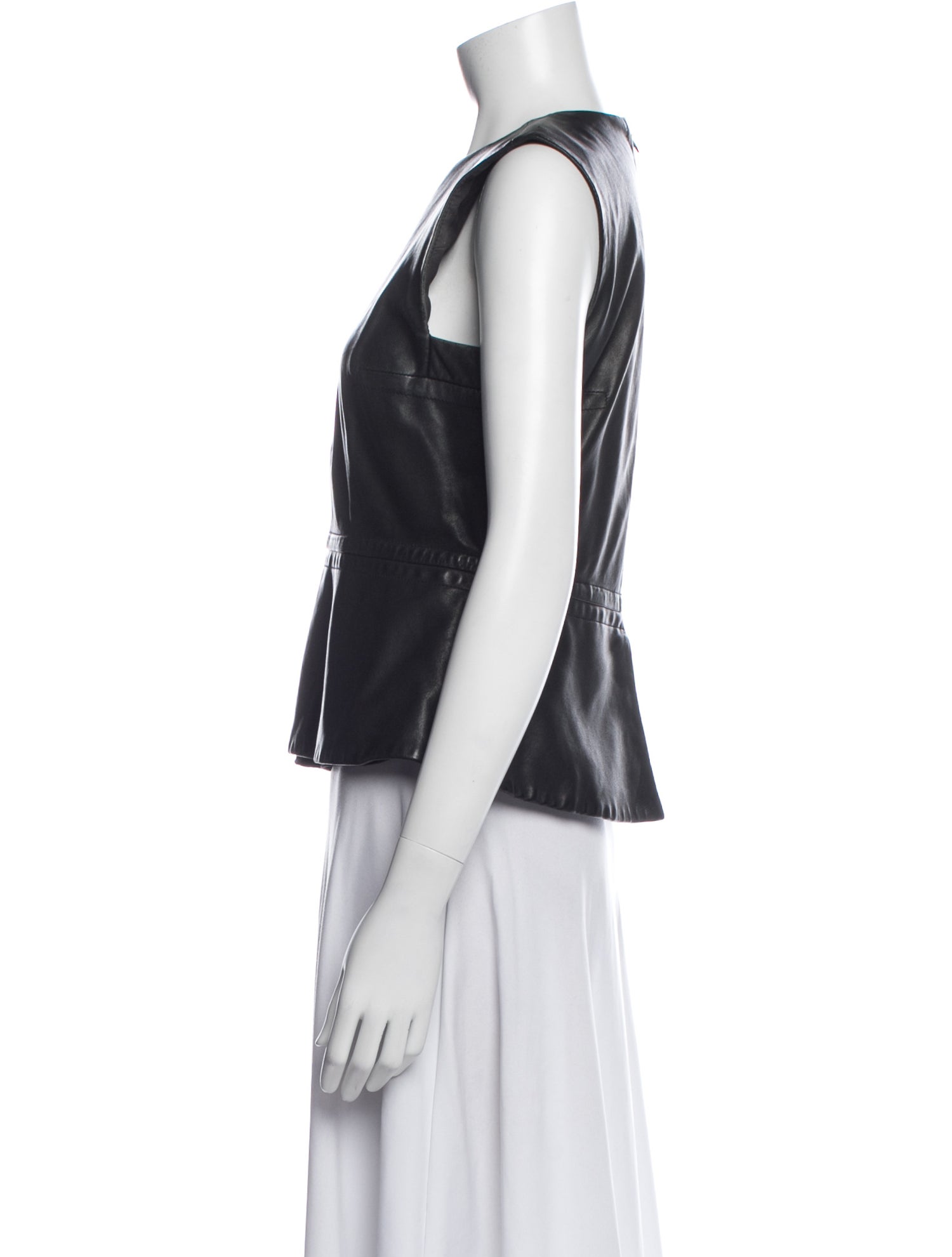 Diane von Furstenberg Leather Crew Neck Top