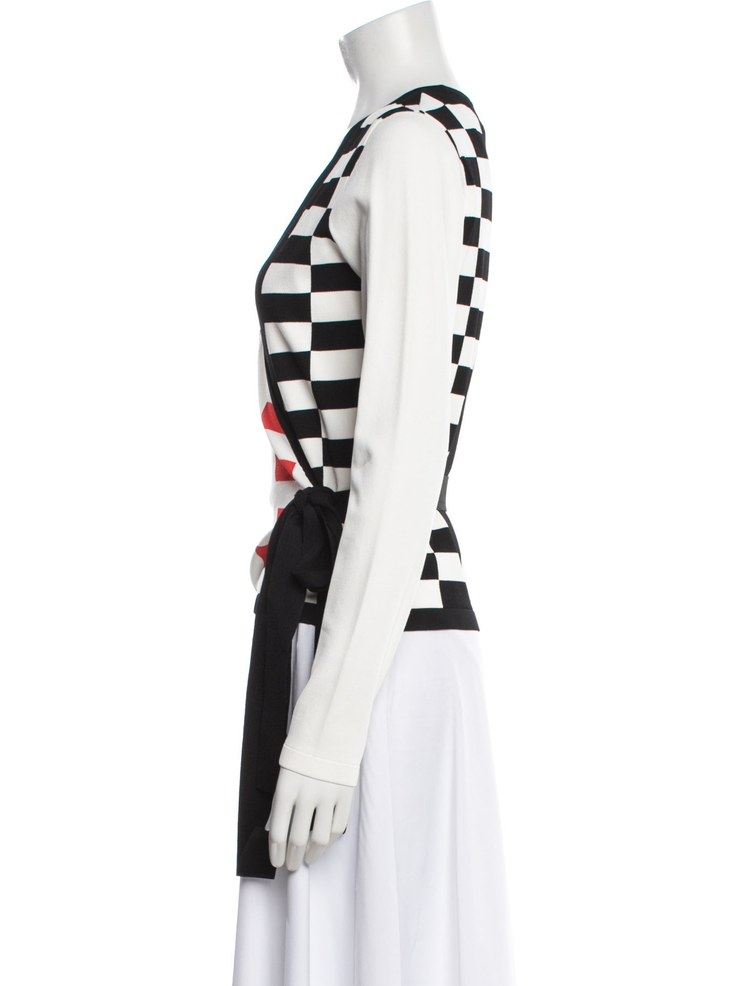 Diane von Furstenberg Colorblock Pattern V-Neck Top