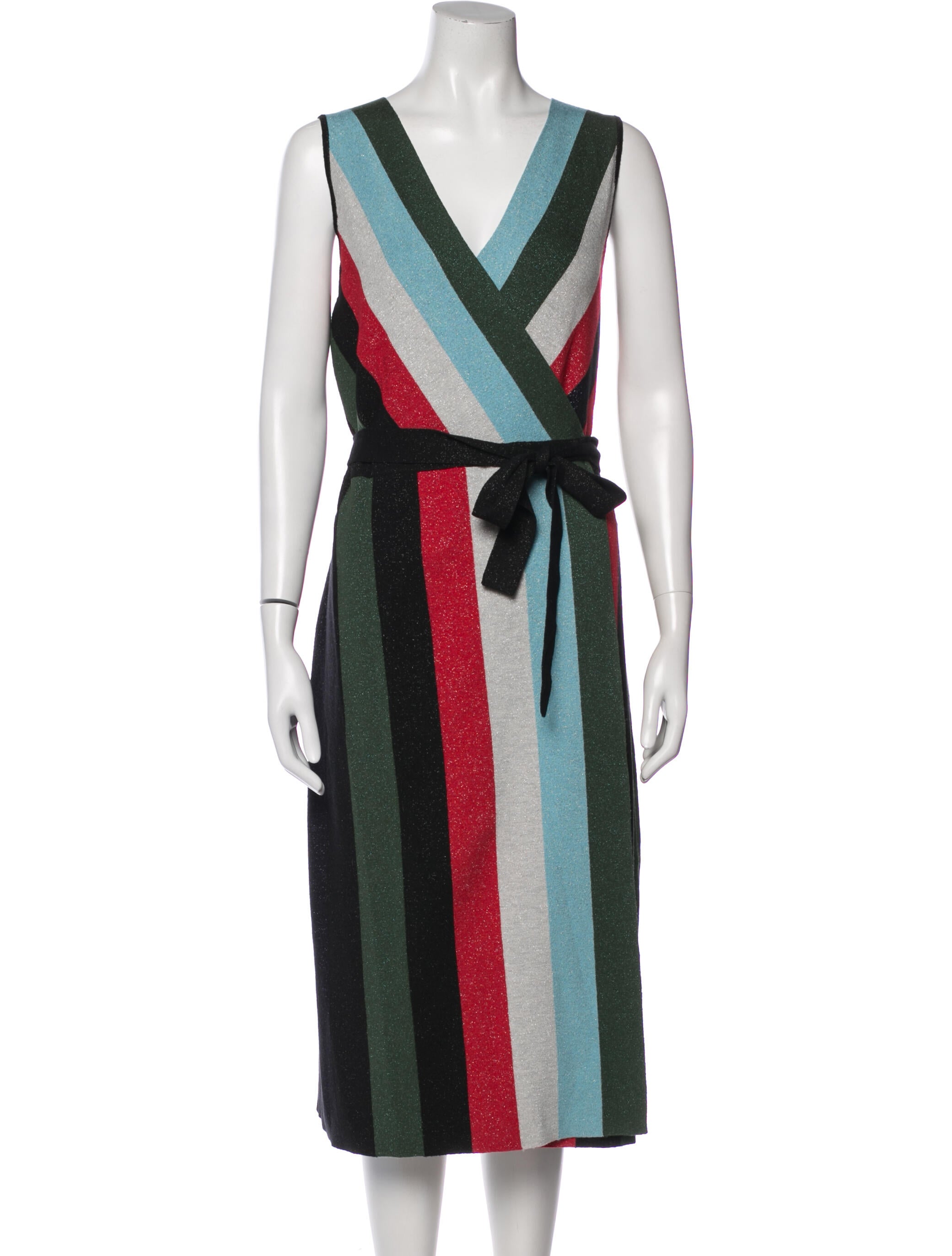 Diane von Furstenberg Striped Midi Length Dress