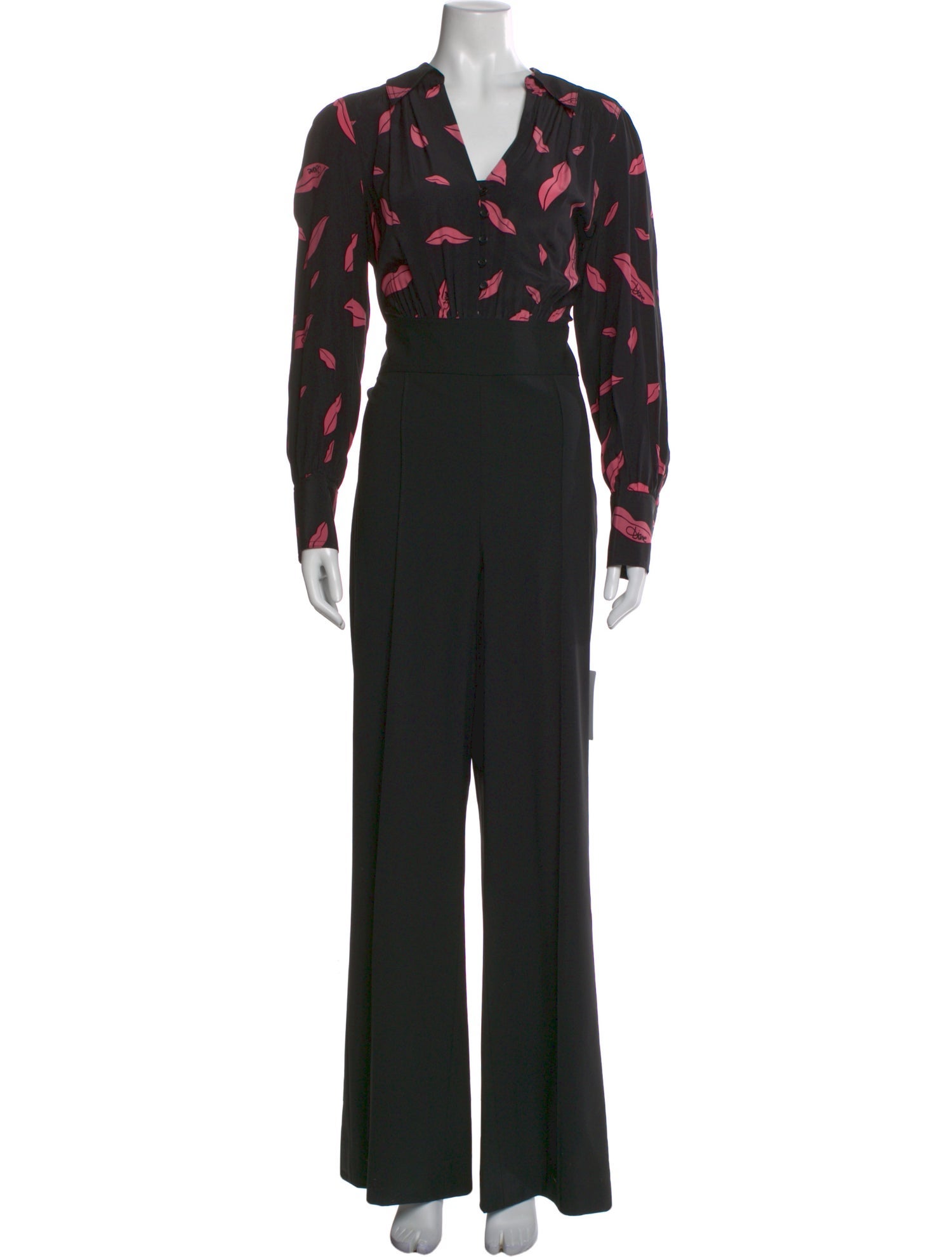 Diane von Furstenberg Silk Graphic Print Jumpsuit