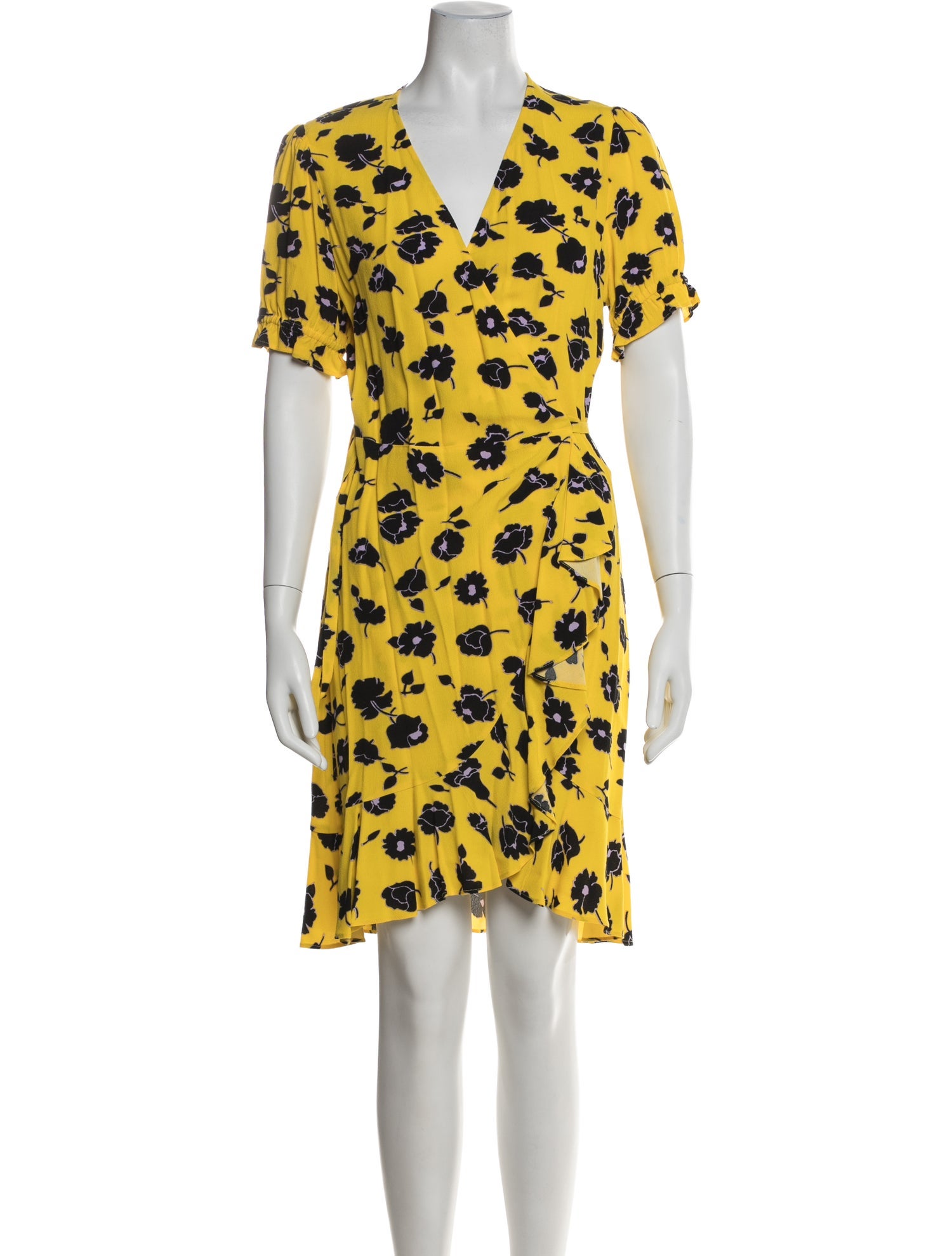 Diane von Furstenberg Floral Print Ruffle Embellishment Robe