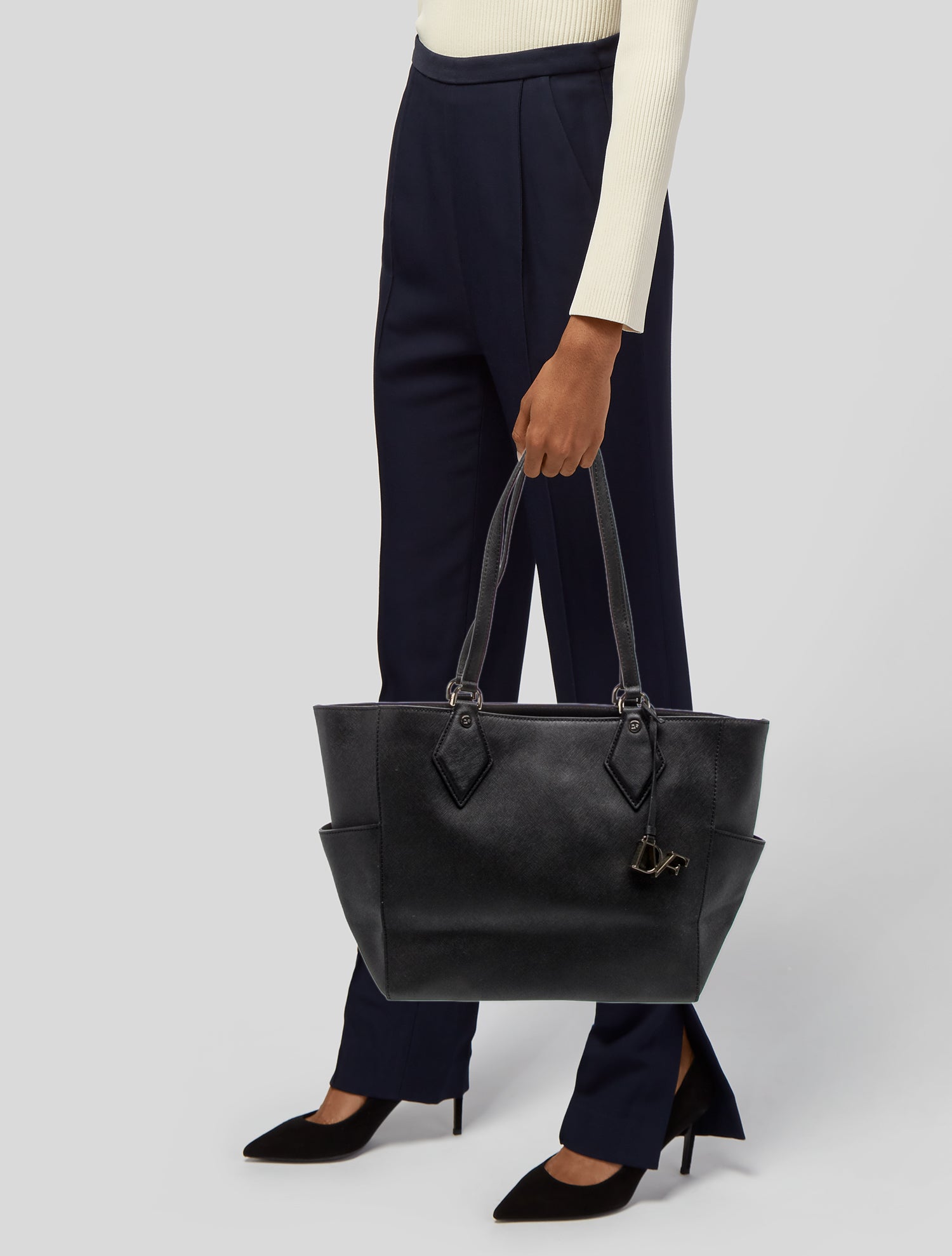 Diane von Furstenberg Leather Tote - Black Totes, Handbags