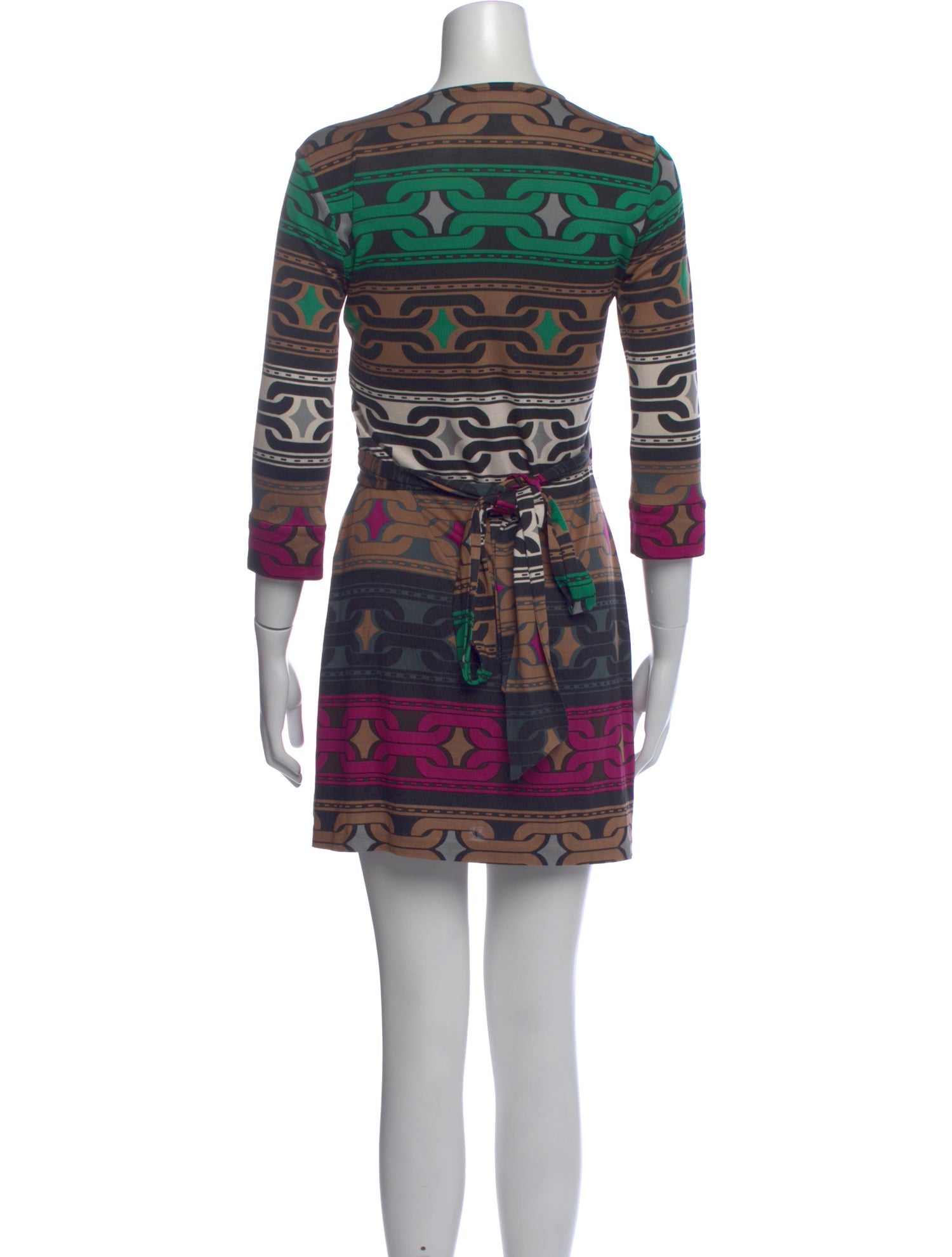 diane von furstenberg mini wrap dress Brenda wrap-effect printed stretch-mesh mini dress - black