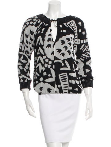 Diane von Furstenberg Printed Long Sleeve Blouse w/ Tags