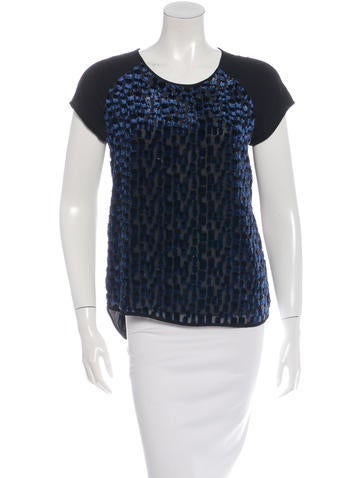 Diane von Furstenberg Livian Velvet Burnout Silk-Blend Top