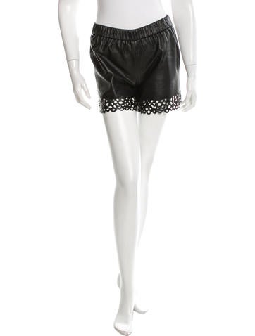 Diane von Furstenberg Laser Cut Leather Shorts
