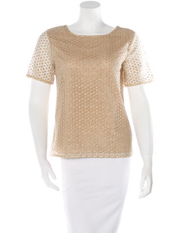 Diane von Furstenberg Embroidered Metallic Top