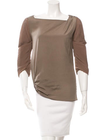 Diane von Furstenberg Long Sleeve Pleated Blouse