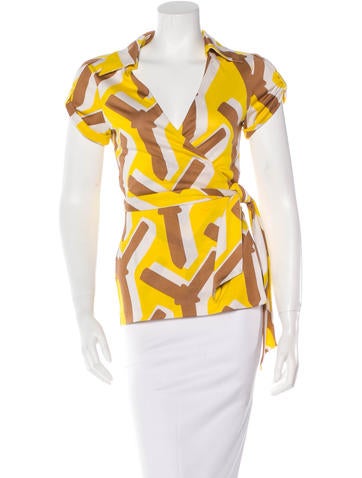 Diane von Furstenberg Silk Printed Surplice Top