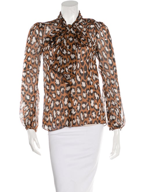 Diane von Furstenberg Leopard Print Long Sleeve Blouse