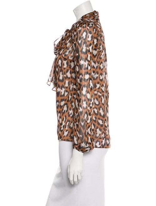 Diane von Furstenberg Leopard Print Long Sleeve Blouse