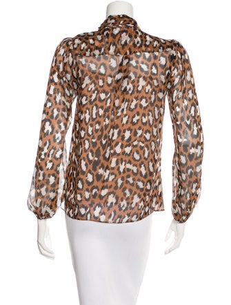 Diane von Furstenberg Leopard Print Long Sleeve Blouse