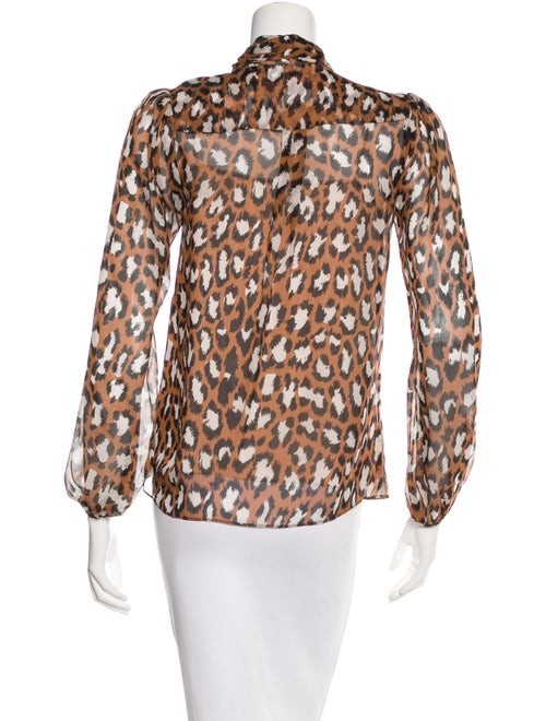 Diane von Furstenberg Leopard Print Long Sleeve Blouse