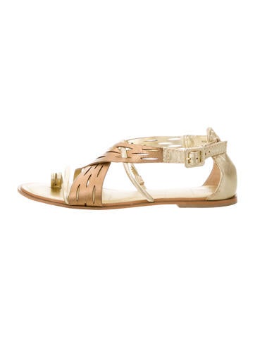 Diane von Furstenberg Laser Cut Metallic Sandals