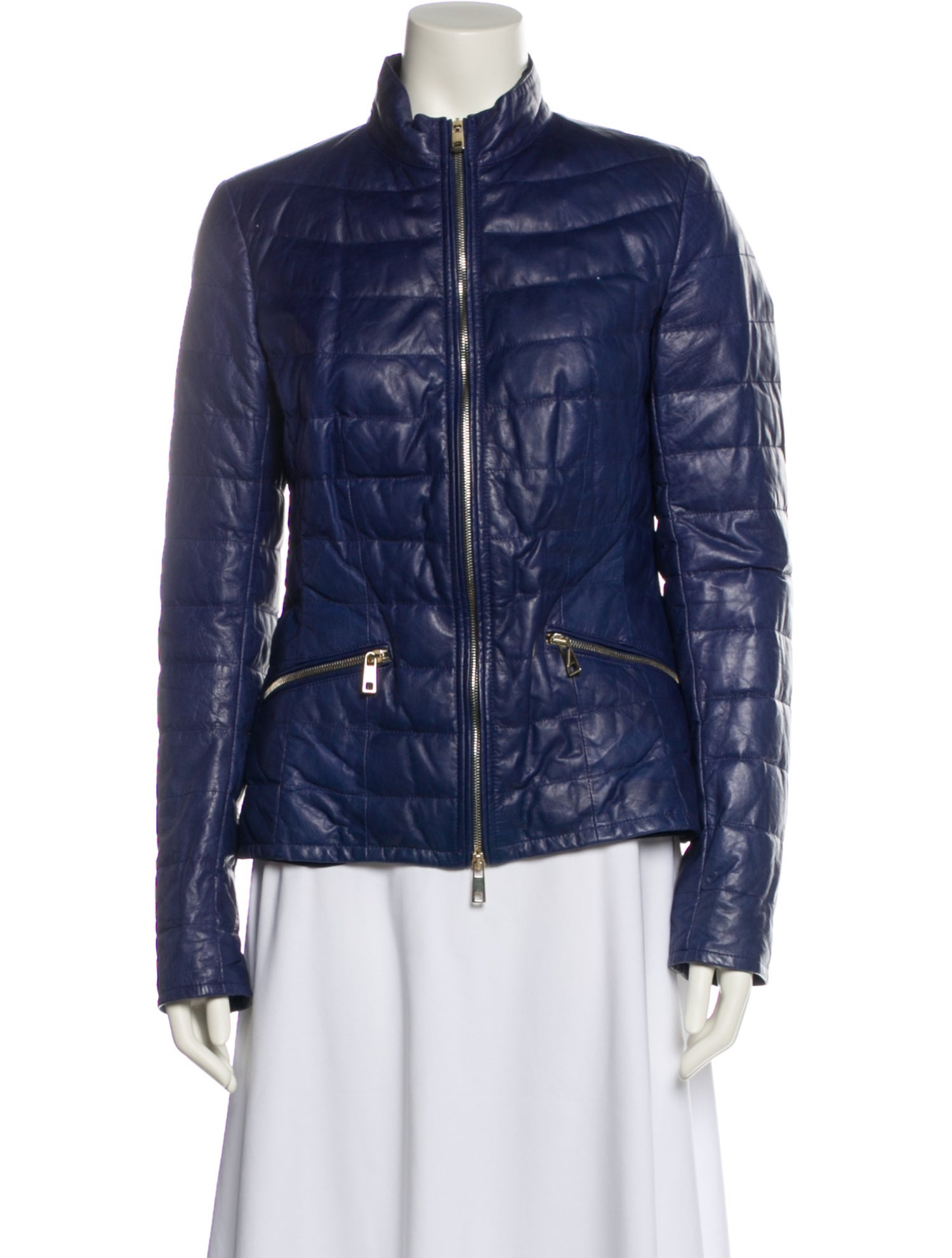 Di Bello Leather Jacket - Blue Jackets, Clothing - WDIBE20107 | The ...
