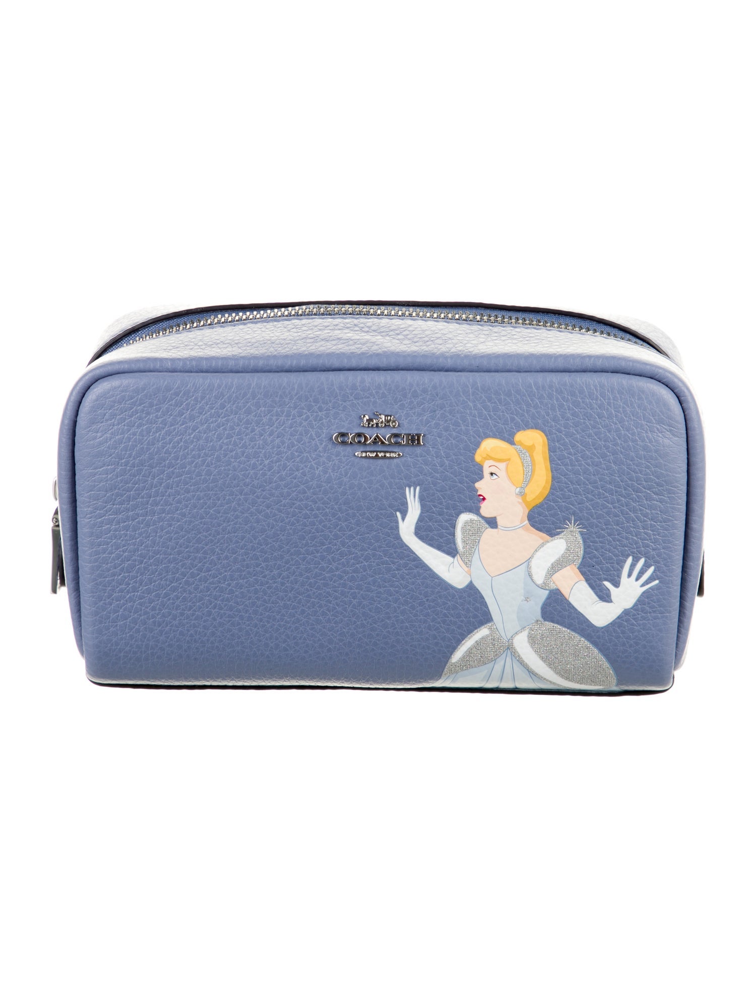 Disney x Coach Women's blue leather cosmetic bag