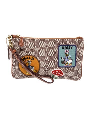 Pre-owned Disney X Coach Leather Clutch In Neutral