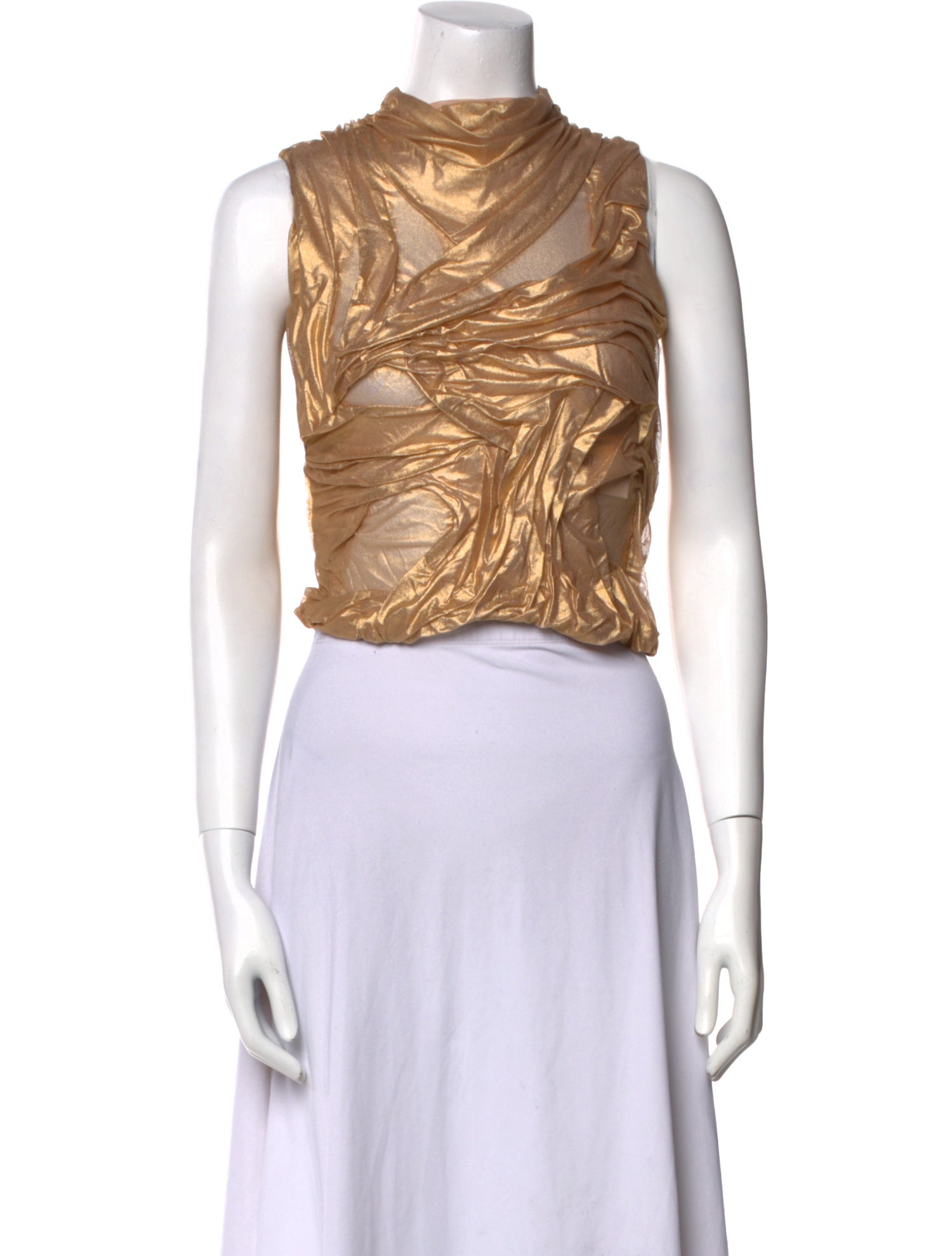 Di Petsa Mock Neck Sleeveless Crop Top