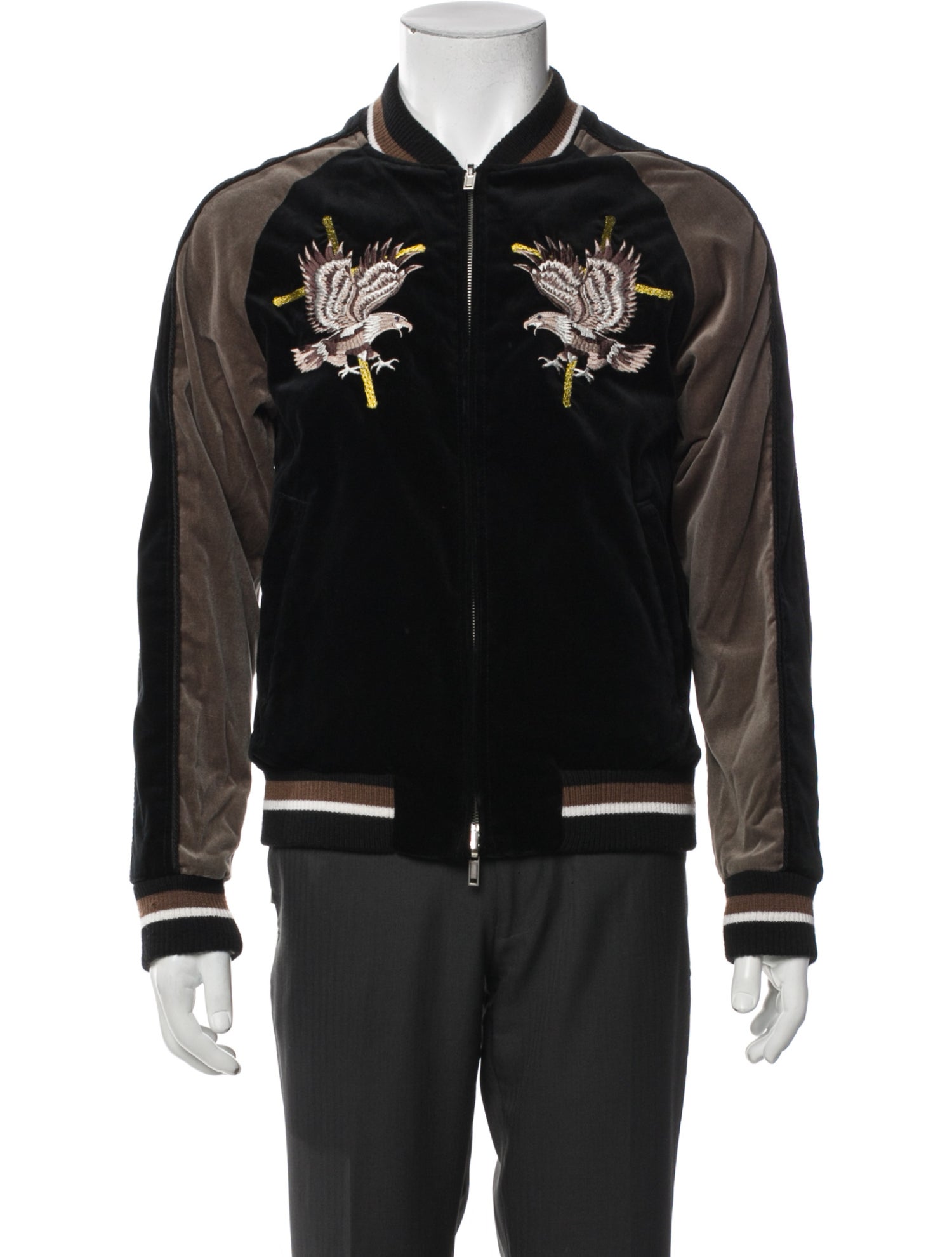 Diet Butcher Slim Skin Colorblock Pattern Bomber Jacket