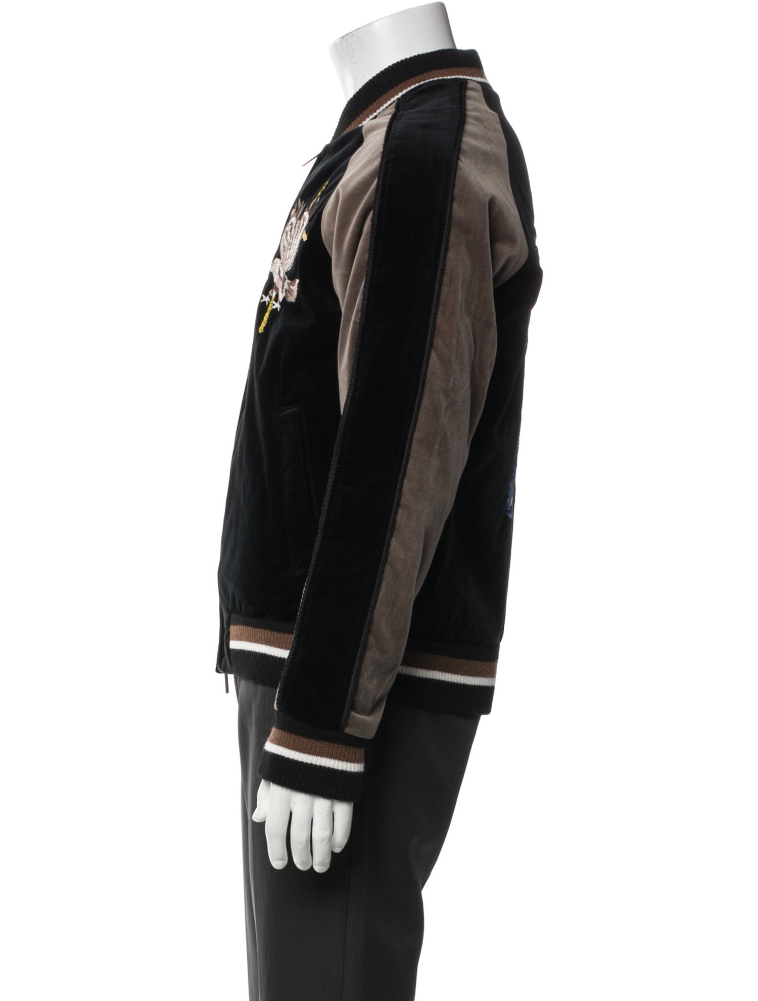 Diet Butcher Slim Skin Colorblock Pattern Bomber Jacket