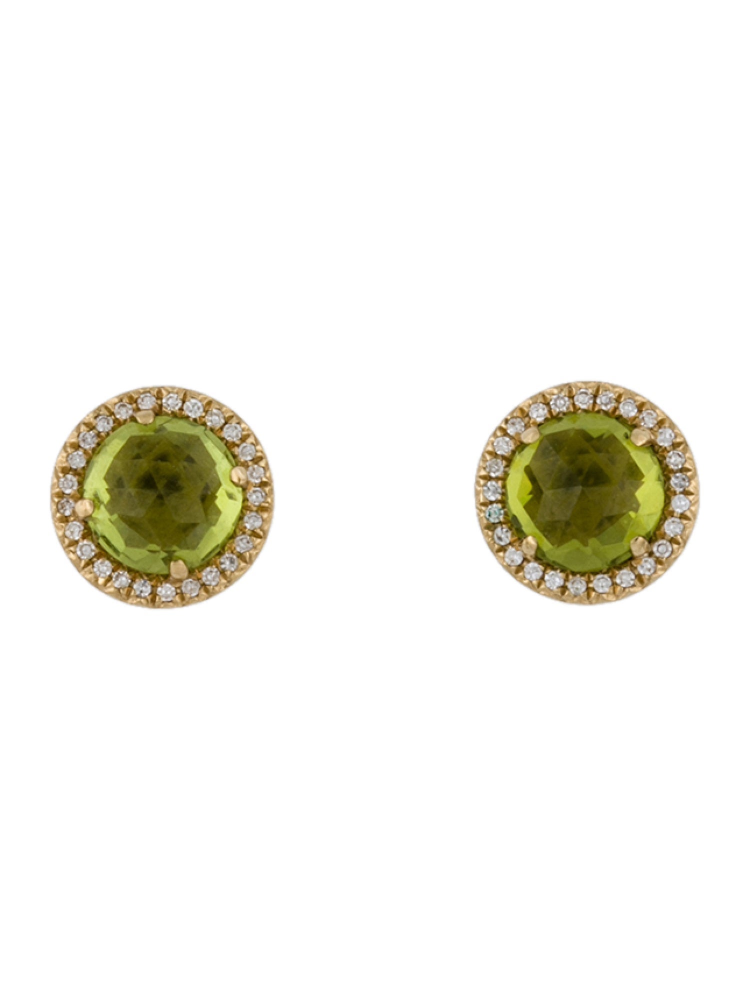 Dilamani 14K Peridot & Diamond Stud Earrings
