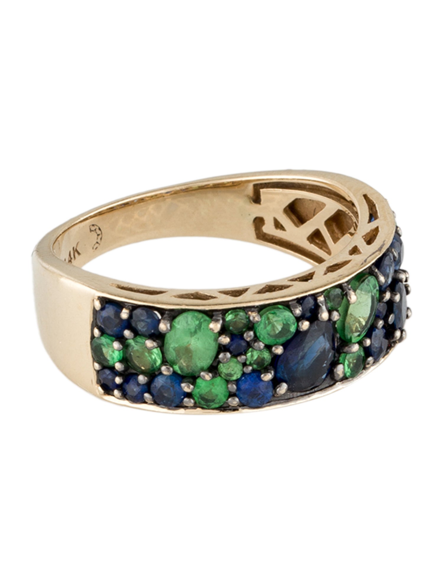 Dilamani 14K Sapphire & Tsavorite Band Ring