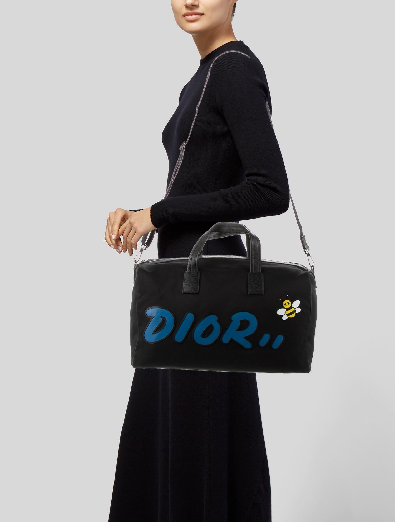 DIOR x KAWS Nylon Duffle Bag Black Weekenders, Bags WDIKA20437