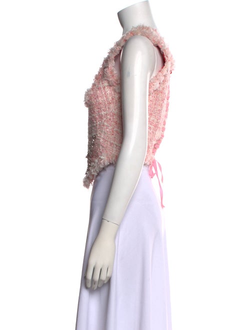 Dilara Findikoglu Tweed Pattern Square Neckline Crop Top