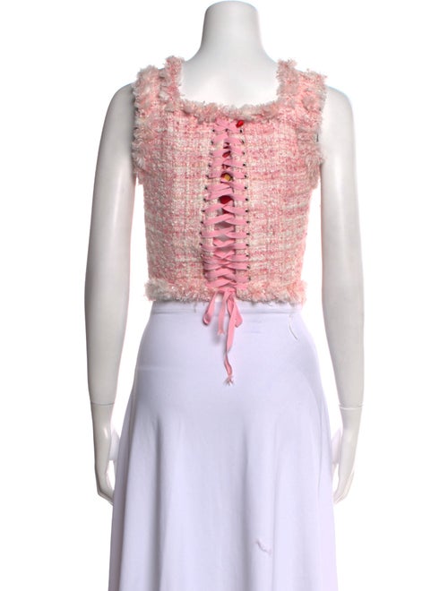 Dilara Findikoglu Tweed Pattern Square Neckline Crop Top