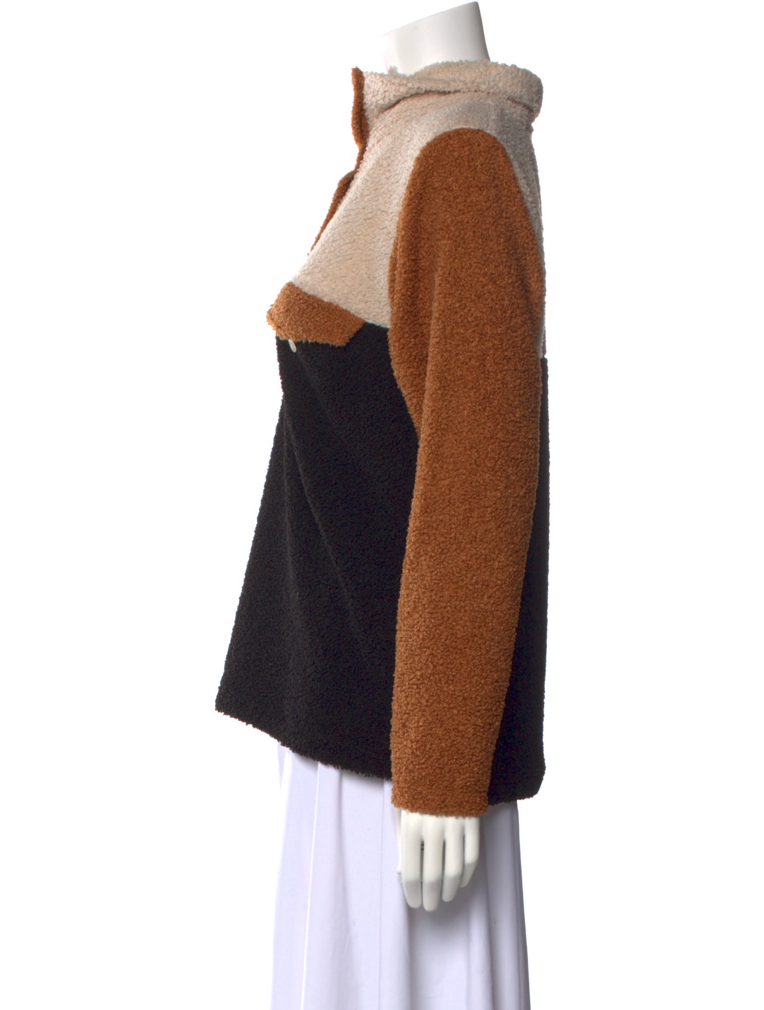 DONNI. Colorblock Pattern Mock Neck Sweater