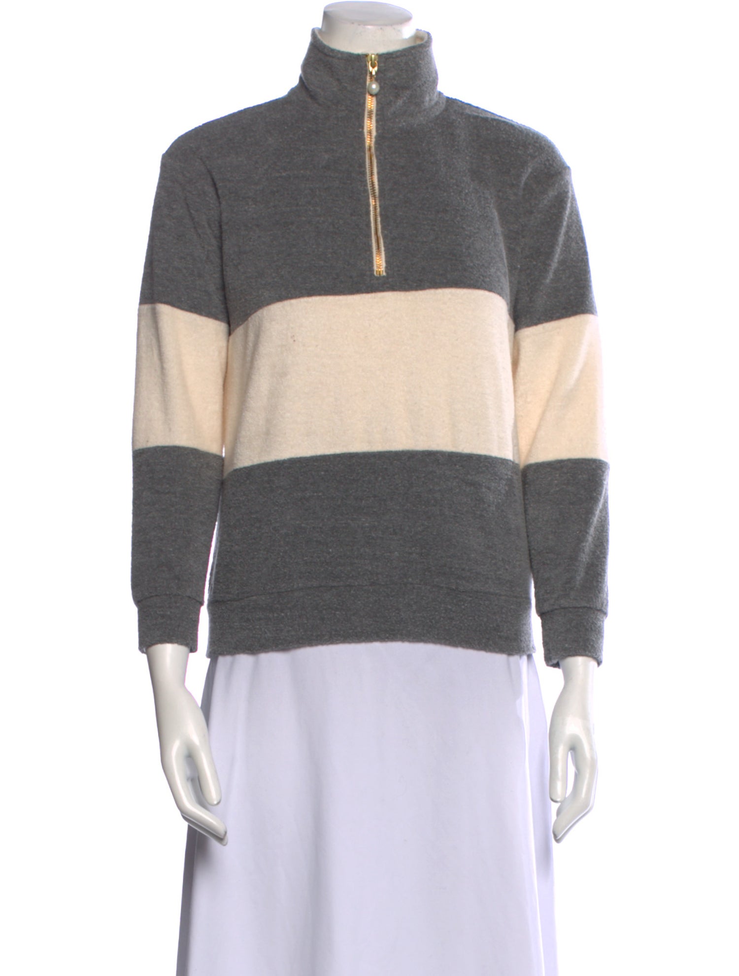 DONNI. Striped Mock Neck Sweater