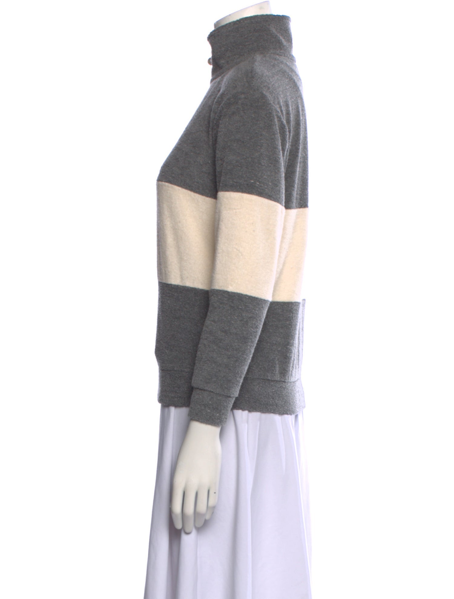 DONNI. Striped Mock Neck Sweater
