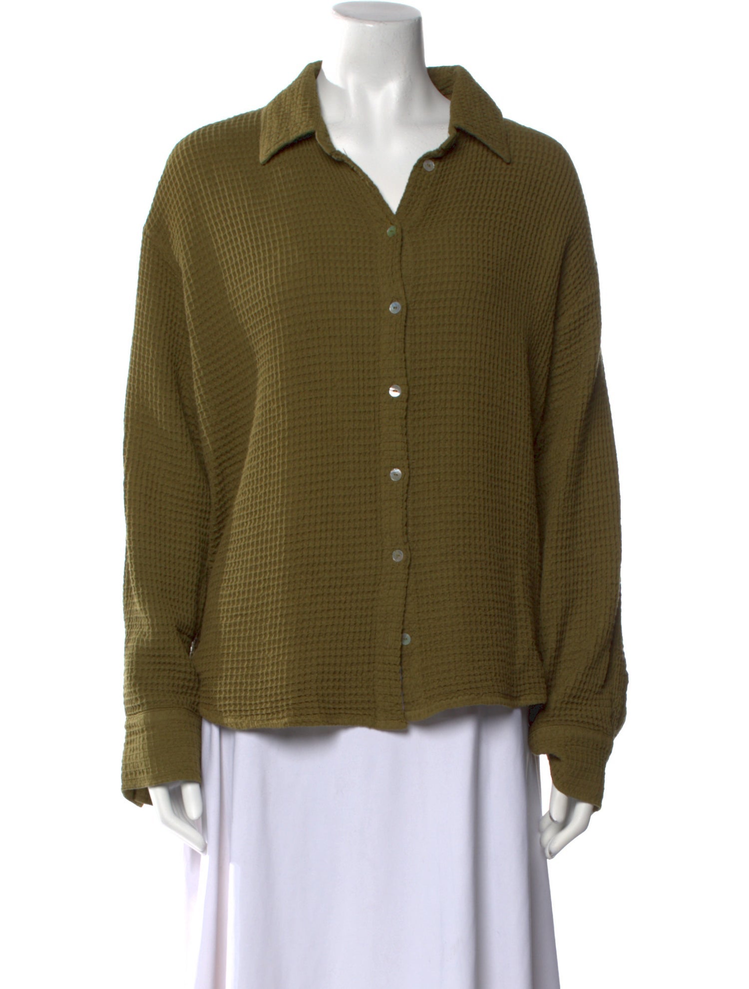 DONNI. Long Sleeve Button-Up Top