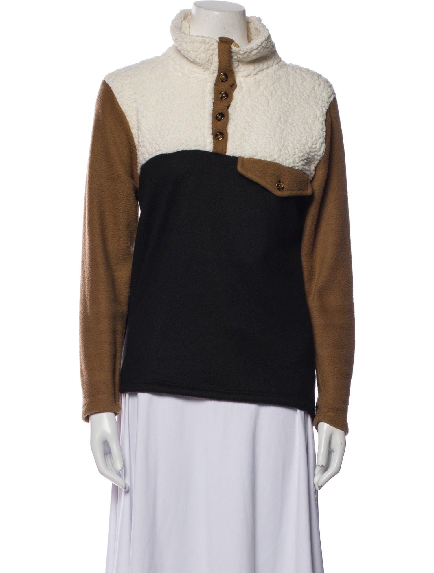 DONNI. Colorblock Pattern Turtleneck Sweater