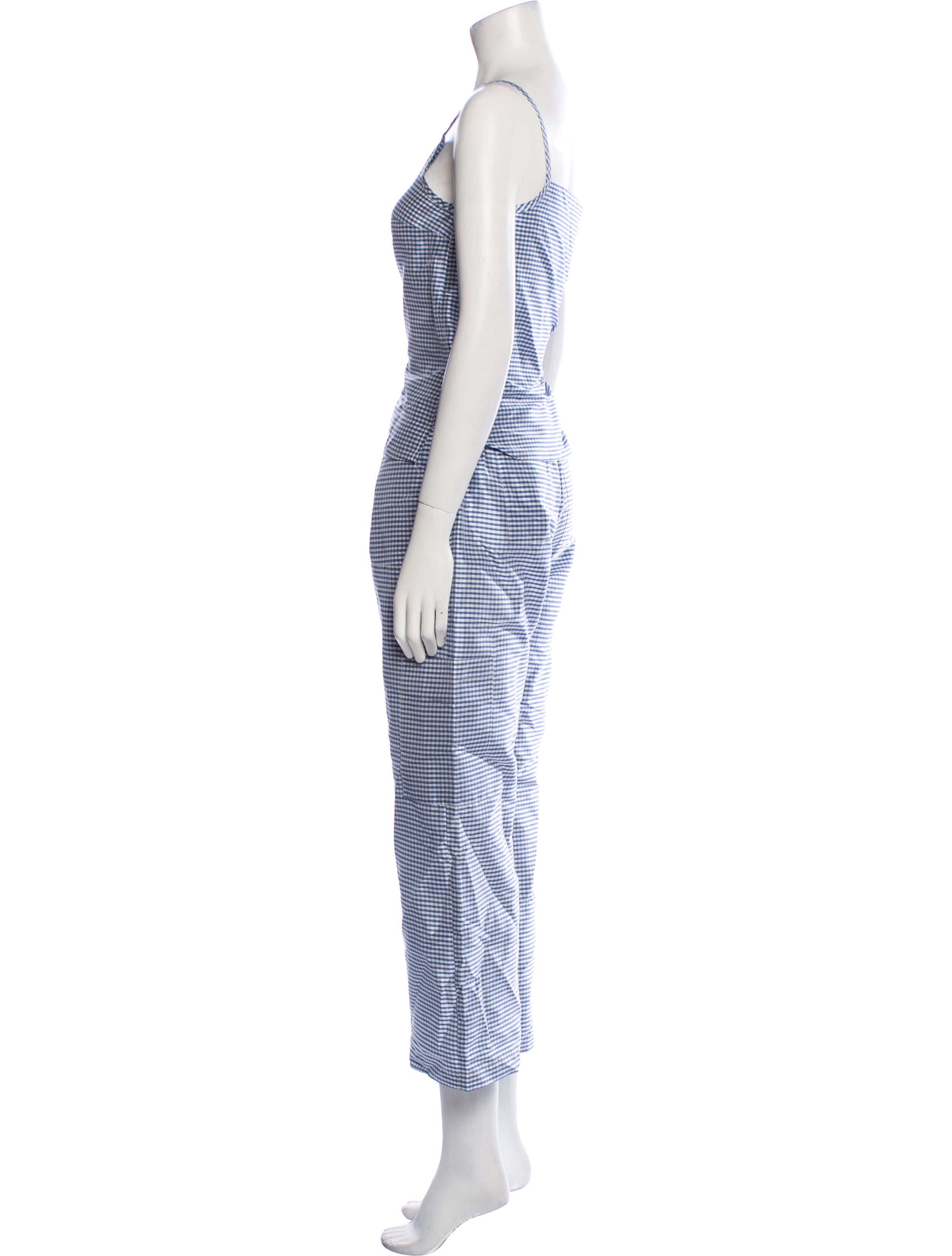 DONNI. Silk Plaid Print Pant Set