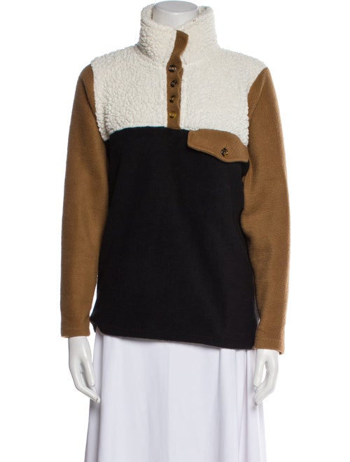 DONNI. Colorblock Pattern Mock Neck Sweater