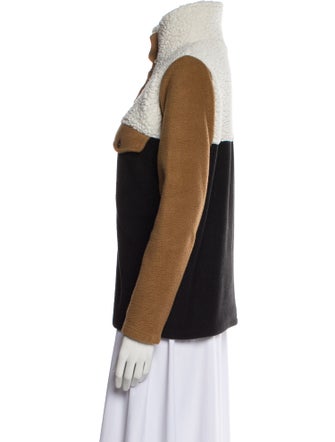 DONNI. Colorblock Pattern Mock Neck Sweater