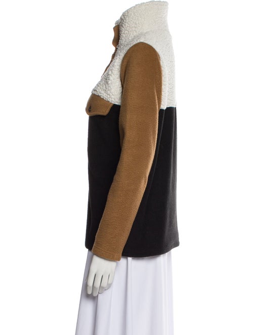 DONNI. Colorblock Pattern Mock Neck Sweater