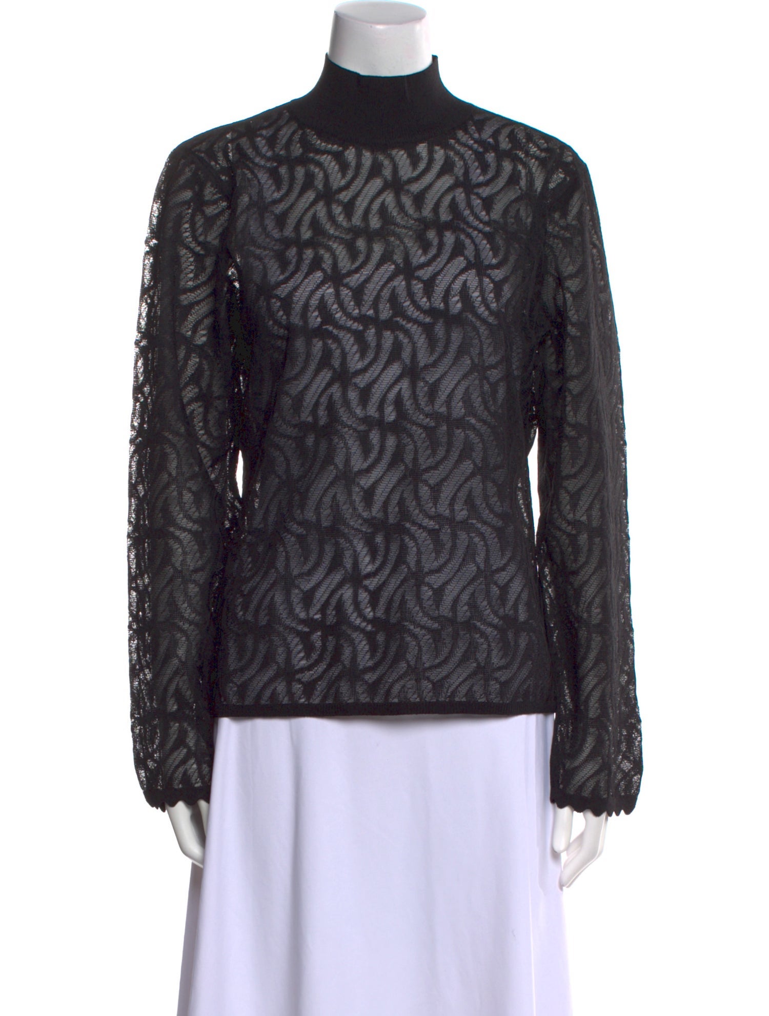Diotima Lace Pattern Mock Neck Blouse w/ Tags