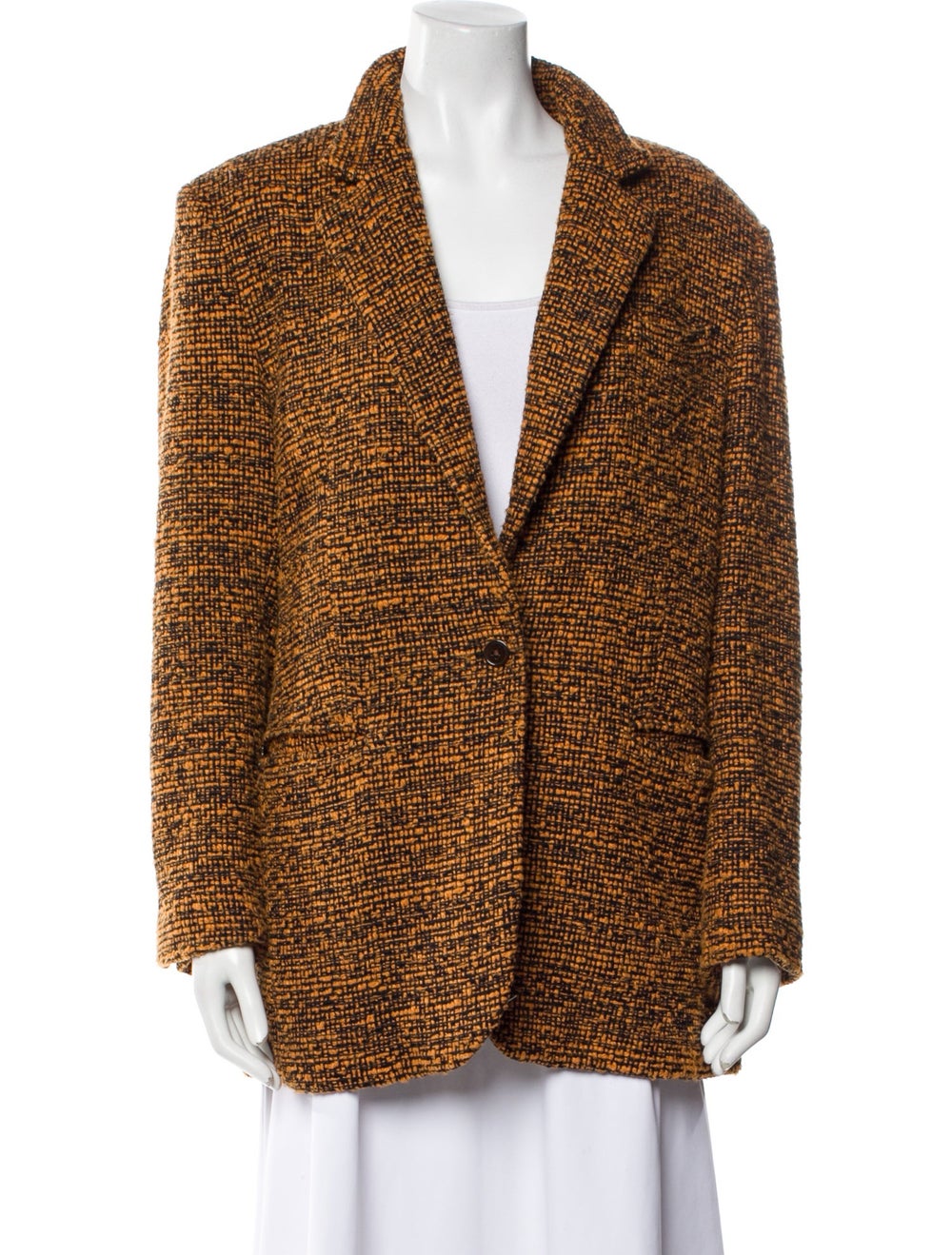 Diotima Jacket Brown Tweed Pattern Pointed Collar… - image 1