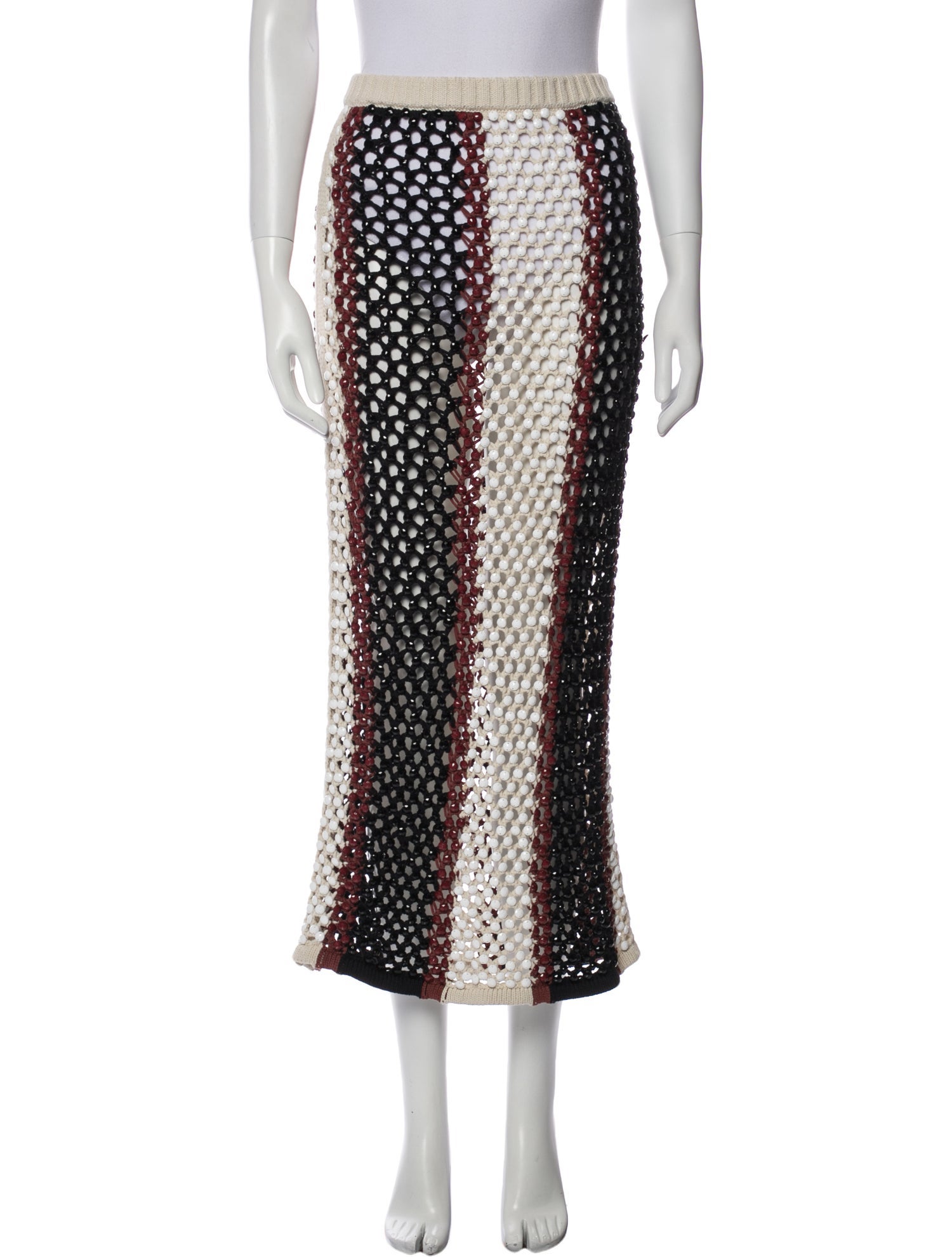 Diotima Colorblock Pattern Midi Length Skirt