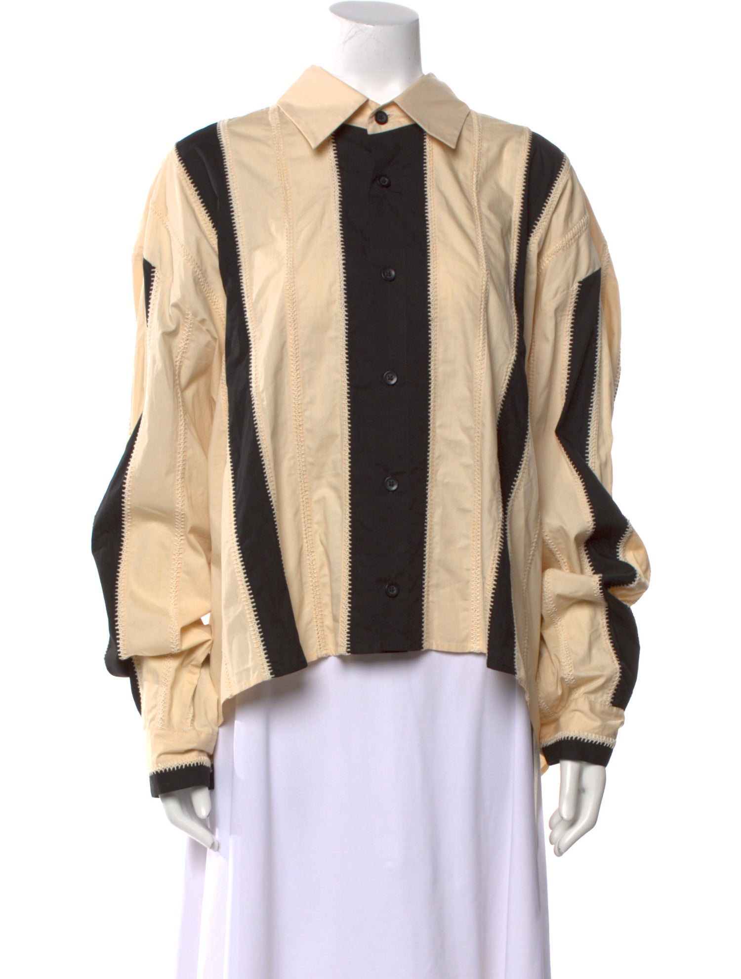 Diotima Striped Long Sleeve Button-Up Top