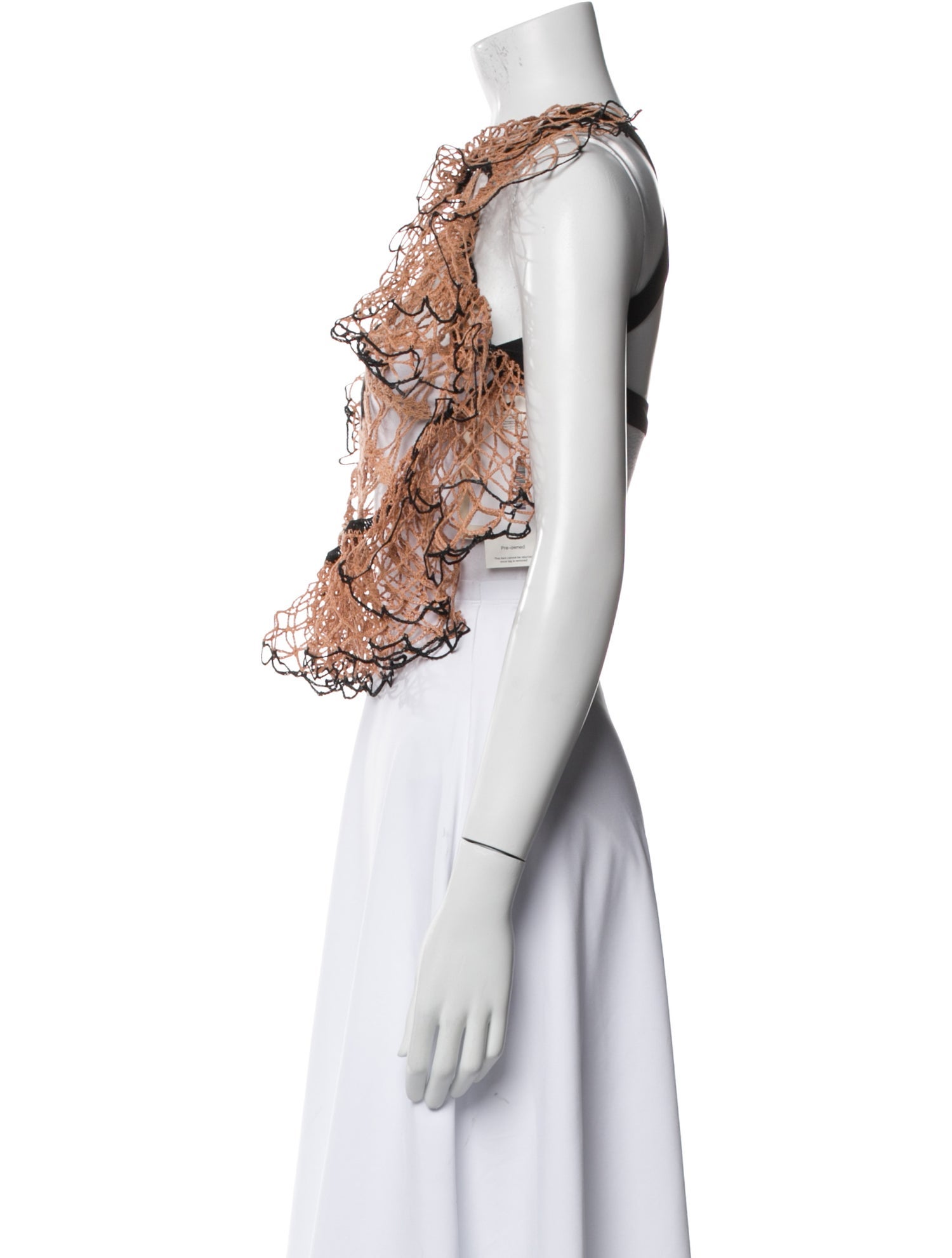 Diotima Lace Pattern Crew Neck Crop Top