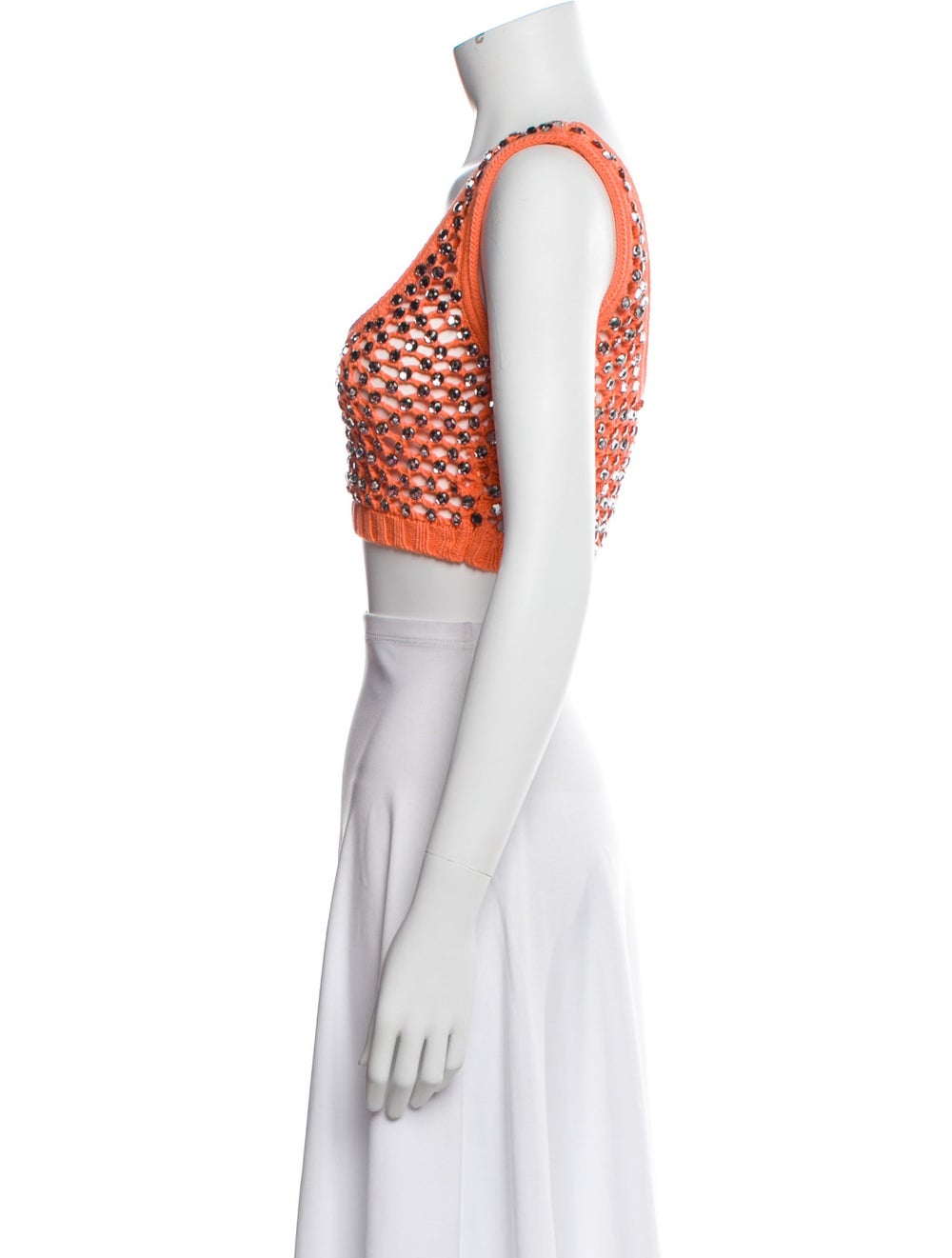 Diotima Crop Top Orange Patterned Sleeveless with… - image 2