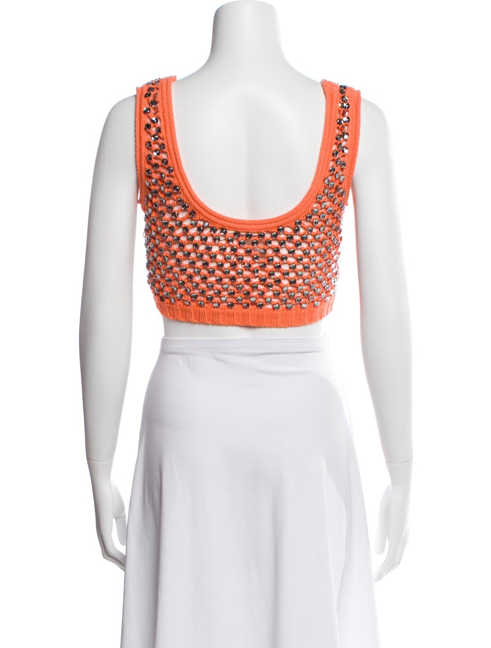 Diotima Crop Top Orange Patterned Sleeveless with… - image 3