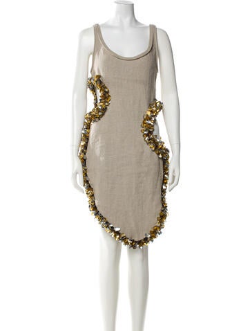 Pre-owned Diotima Linen Knee-length Dress In Neutral