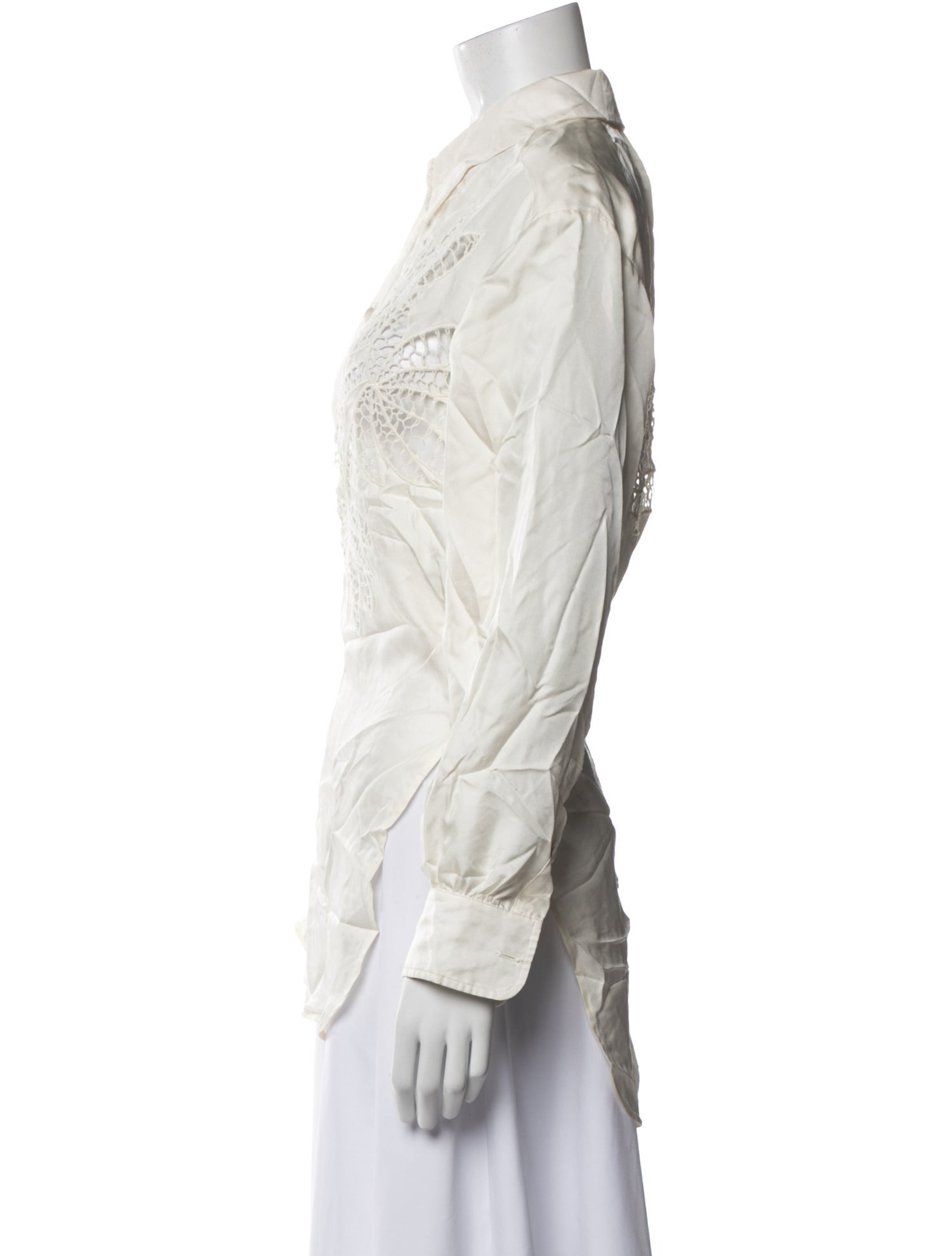 Diotima Silk Long Sleeve Button-Up Top