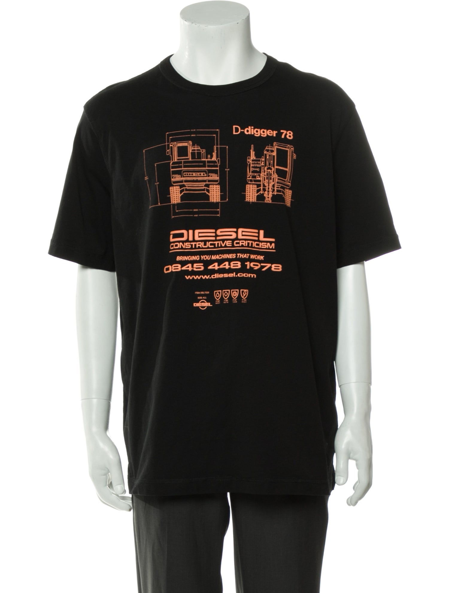 Diesel Graphic Print Crew Neck T-Shirt - Black T-Shirts