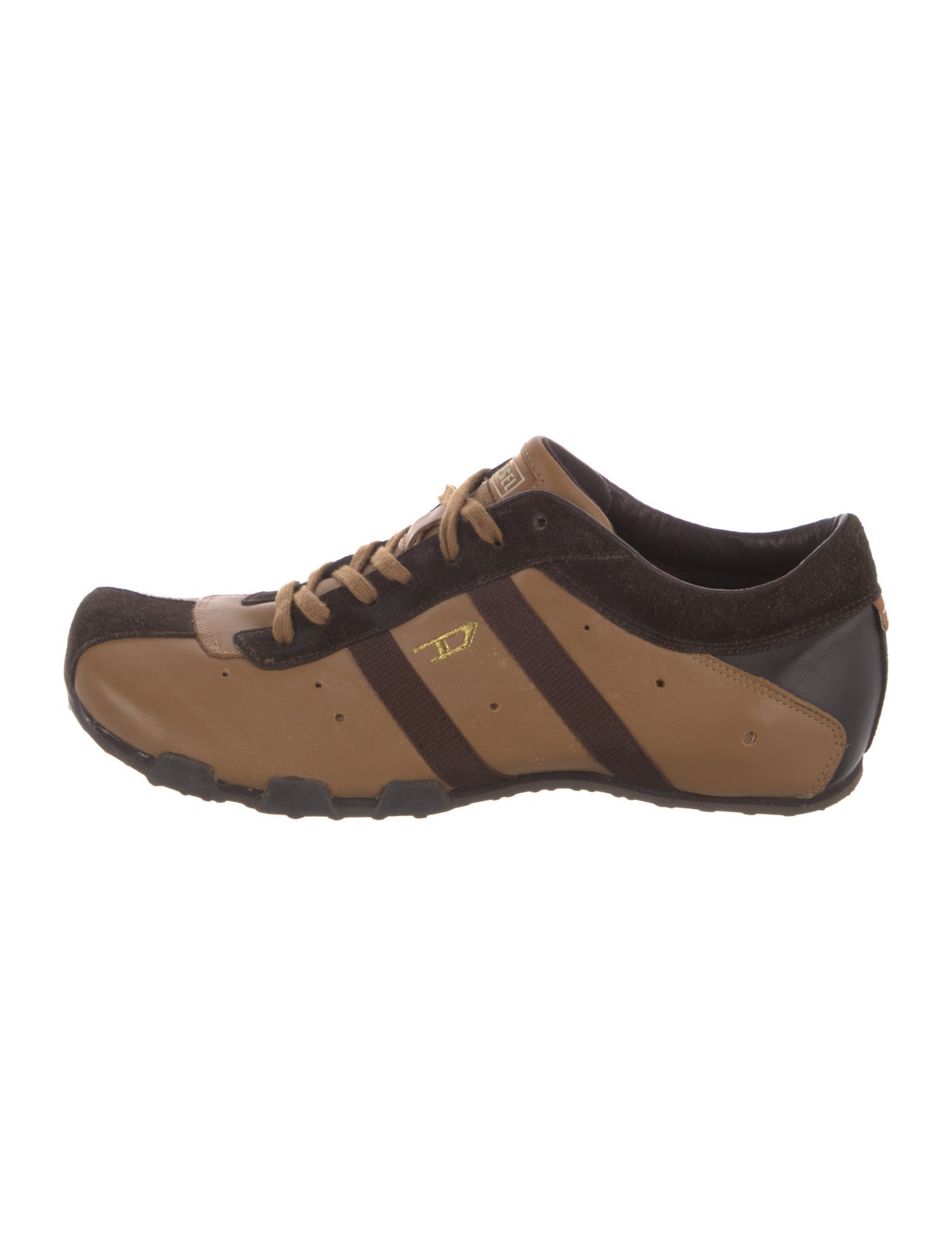 Diesel Leather Colorblock Pattern Sneakers - Brown Sneakers, Shoes